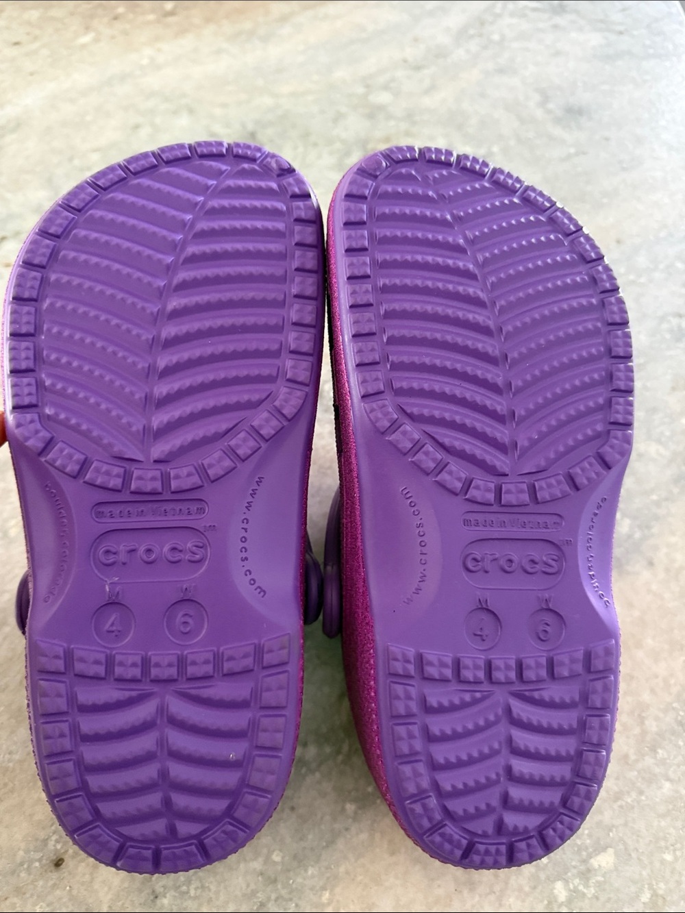 CROCS Kids' Glitter Purple Clogs with Dark Purple Strap - Picture 3 of 3